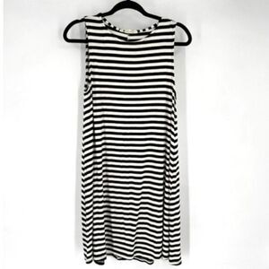 The Impeccable Pig Womens Striped Summer Mini‎ Dress Black White Size Large